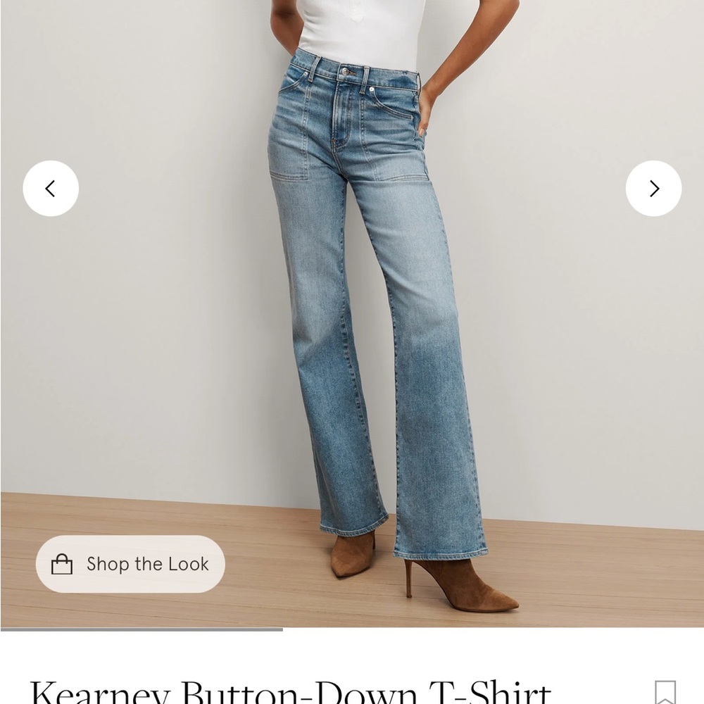 NWT Veronica Beard Kearney Button-Down T-Shirt in White - Picture 2 of 6